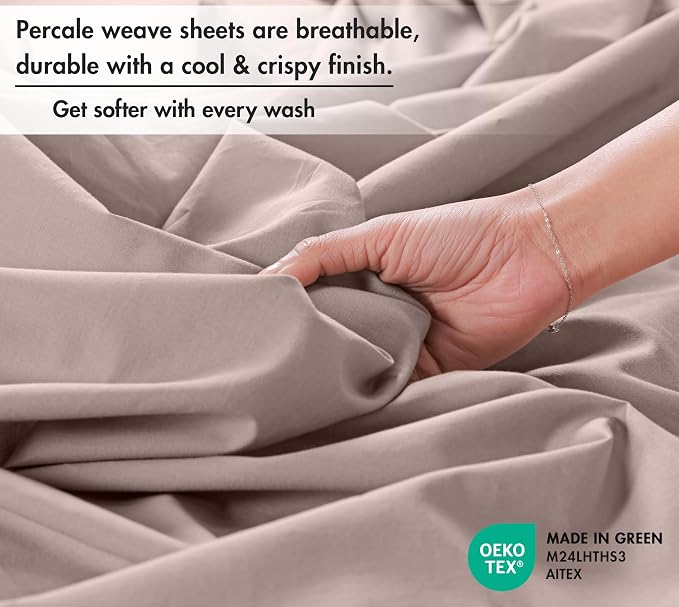 RUVANTI 100% Cotton Sheets – Split King Size Percale Bedding, Cooling & - Image 4