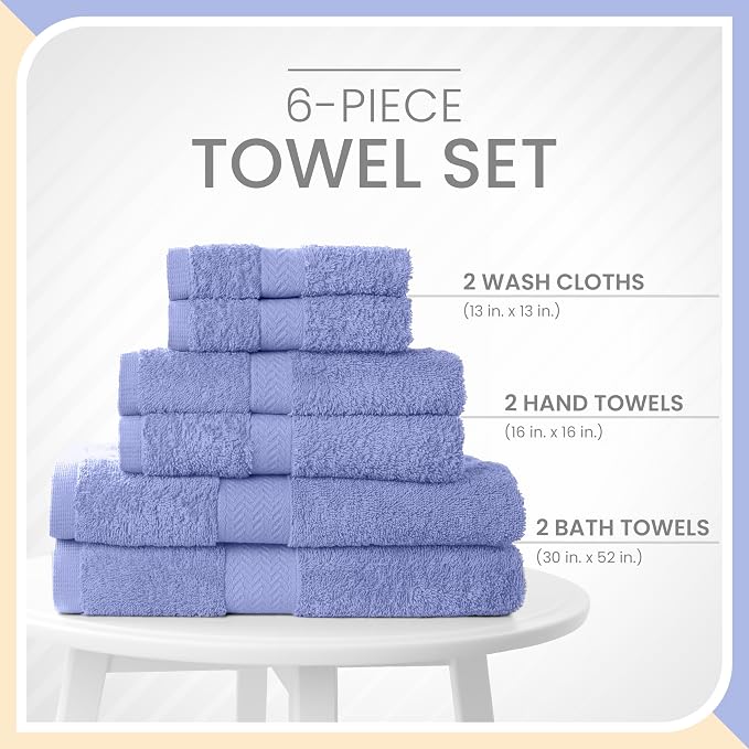 Martex 6-Piece 100% Ringspun Cotton Towel Set | Quick Dry | Super Absorbent & - Image 3