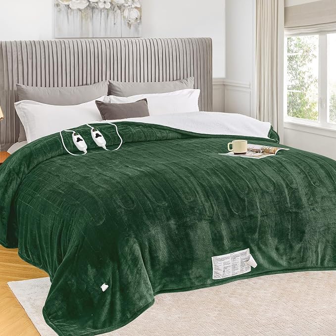 greenoak Heated Blanket Electric Queen Size 84"X90" Dual Control, Heating by Greenoak