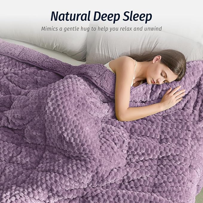 Wemore Fleece Weighted Blanket for Adults, Dual Sided Cozy Soft Sherpa Heavy - Image 4