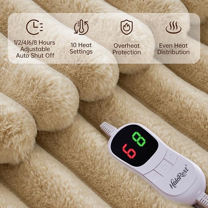 Heated Throw Blanket, Faux Fur Cozy Heating Blanket - Image 3