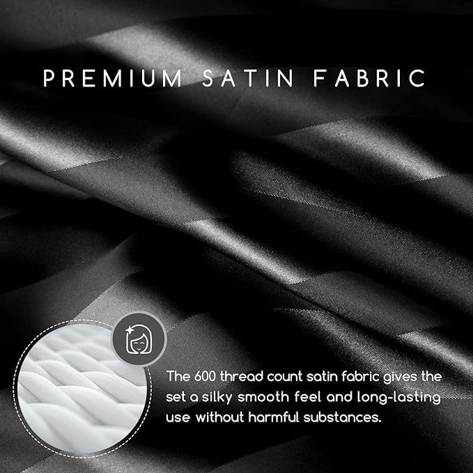 MR&HM Satin Bed Sheets, King Size Sheets Set - Image 3