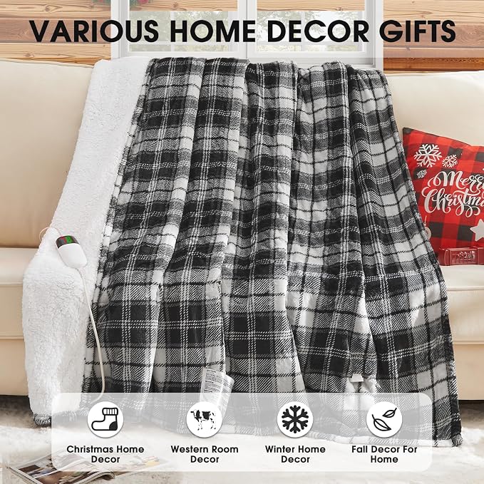 Black Heated Blanket Electric Throw, 50X60 Heating Throw - Image 7