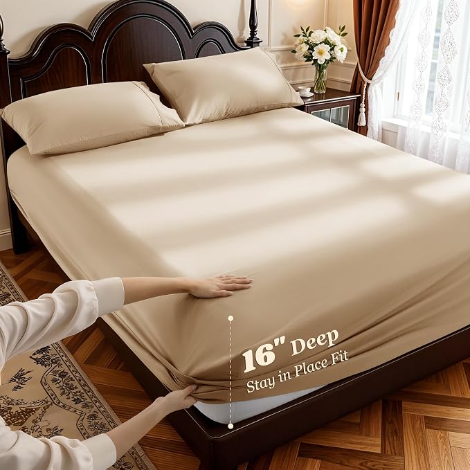 LBRO2M 1000 Thread Count 100% Egyptian Cotton Sheets Set Full Size, 4 Piece - Image 4
