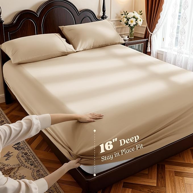 LBRO2M 1000 Thread Count 100% Egyptian Cotton Sheets Set King Size, 4 Piece - Image 4