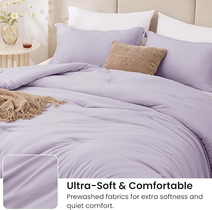 Love's cabin Lavender Queen Comforter Set, 3-Piece Prewashed Bed Set - Image 4