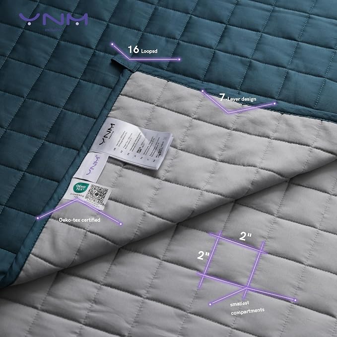 YnM Exclusive Weighted Blanket, Soothing Cotton, Smallest Compartments - Image 4