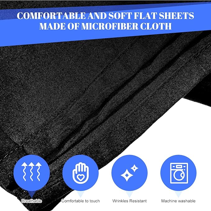 Preboun 10 Pcs Black Flat Sheets Bulk Twin Size Soft Microfiber Top Flat - Image 3