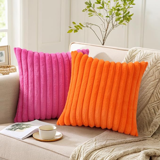 Pallene Faux Fur Plush Throw Pillow Covers 24x24 Set of 2, Luxury Soft Fluffy - Image 5