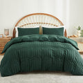 AveLom Dark Green Seersucker Duvet Cover Set Full Size, 3 Pieces, Ultra Soft by AveLom