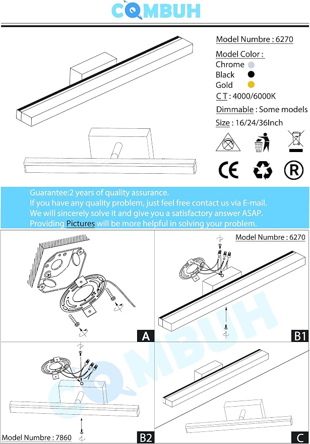 Combuh LED Bathroom Light Fixtures Over Mirror 24 Inch 14W, Modern IP44 Wall - Image 9