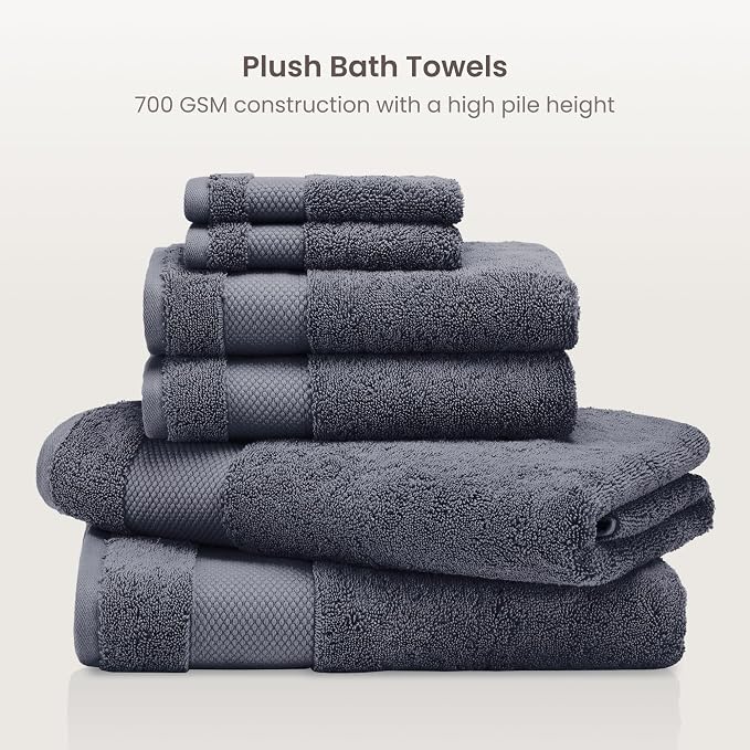 BIOWEAVES 100% Organic Cotton 700 GSM Plush 6-Piece Towel Set GOTS Certified - Image 2