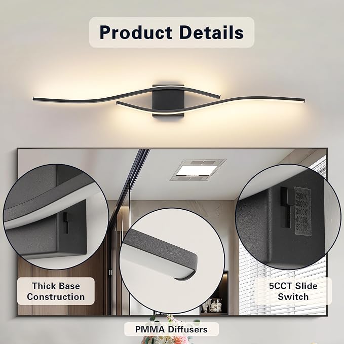 Joossnwell Bathroom Light Fixture Over Mirror 39.37 Inch Vanity Lights Bar - Image 7