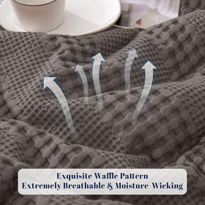 PHF Cooling Waffle Blanket Queen Size, Lightweight 60% Rayon from Bamboo & 40% - Image 4