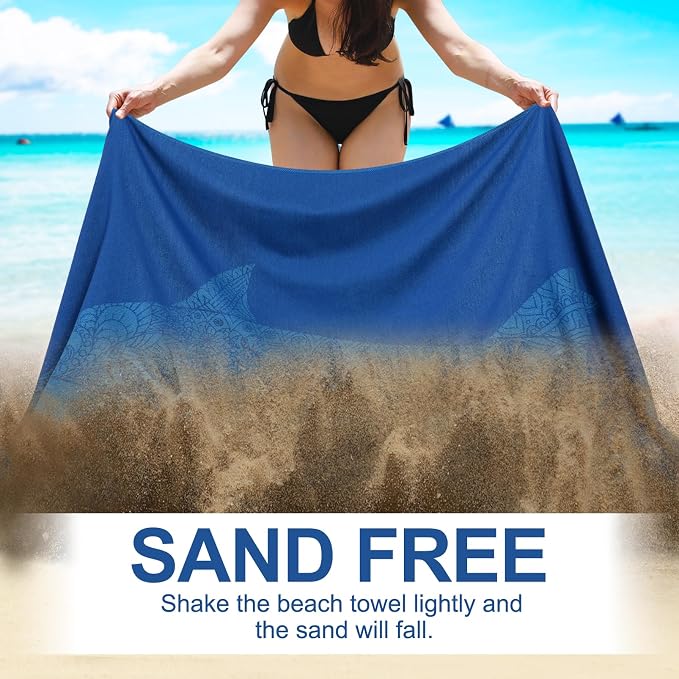 Genovega Oversized Cotton Turkish Beach Towels 72"x36" Lightweight Quick Dry - Image 3