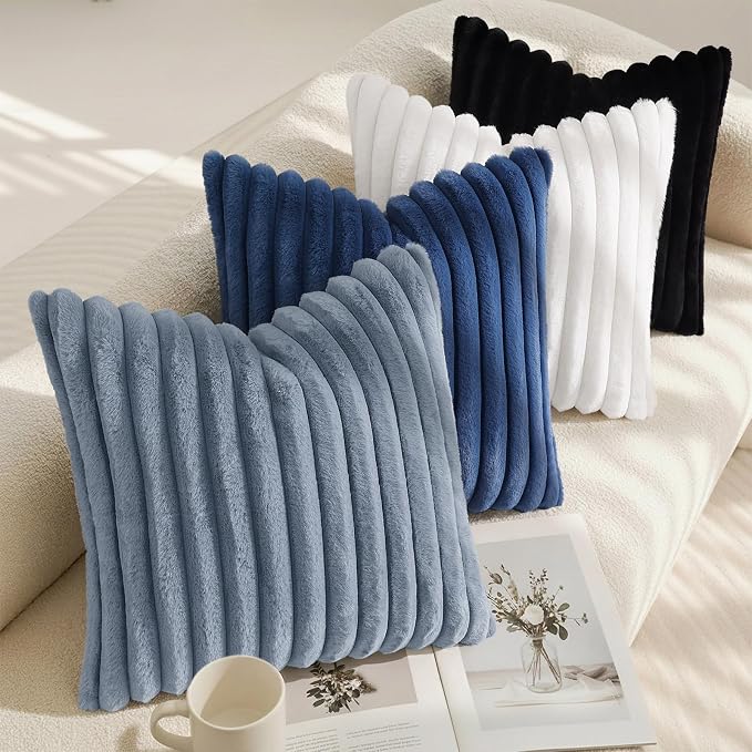 decorUhome Cozy Faux Fur Throw Pillow Covers 20x20 Set of 2 Decorative Soft - Image 7