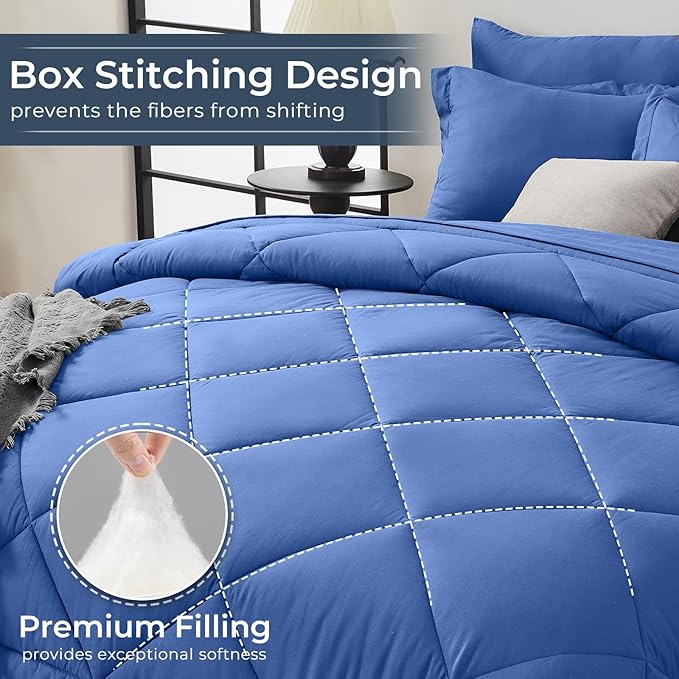 HEVUMYI Royal Blue King Comforter Set - Image 4