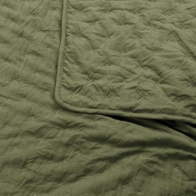 ROARINGWILD Olive Green Cloud Queen Size Quilt Bedding Sets - Image 3