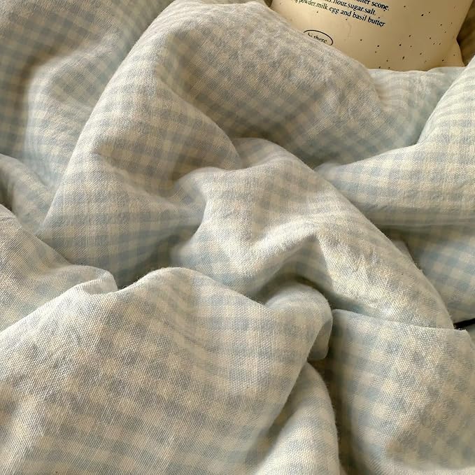 MKXI Blue Gingham Duvet Cover Set Twin Size - Image 8