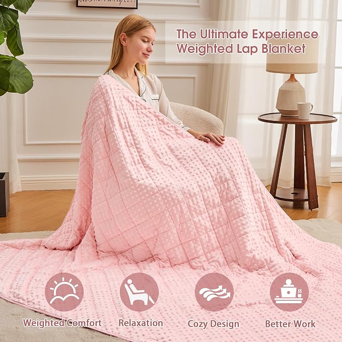 Pink Weighted Blanket for Adults 15lbs, Twin Full Size Cooling Minky Heavy - Image 4