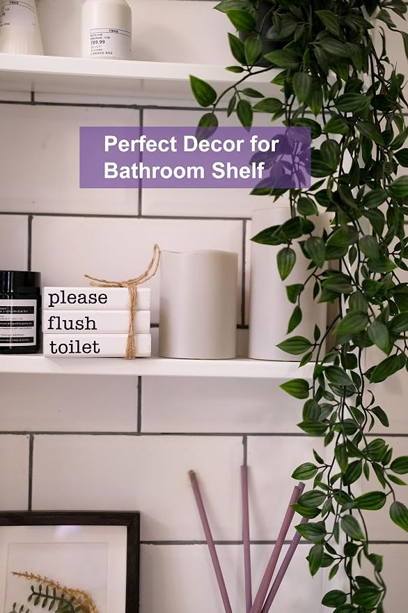Farmhouse Mini Bathroom Sign Decor Funny Wooden Book Stack - Image 5