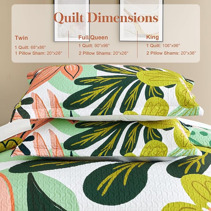 Tyrot 3 Piece Boho Floral King Size Quilt Sets Farmhouse Reversible Lightweight - Image 6