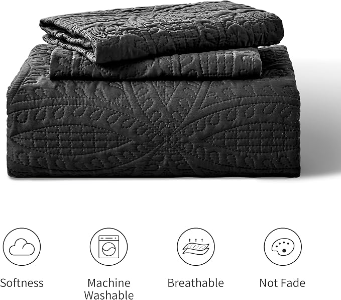 Love's cabin Quilts for Full Bed Black Bedspreads Bedding Set - Image 8