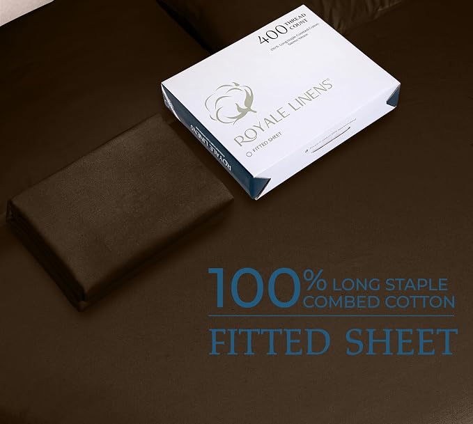Royale Linen 400 Thread Count 100% American Grown Cotton Fitted Sheet Twin Size - Image 9