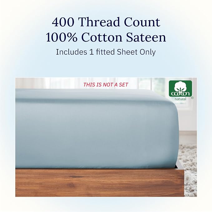 California Design Den Full Size Fitted Sheet Only, Deep Pocket Soft 400 Thread - Image 3