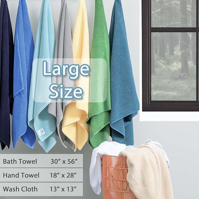 VOOVA & MOVAS Green Towels for Bathroom, 100% Cotton | Quick Dry | Soft | Thick - Image 3