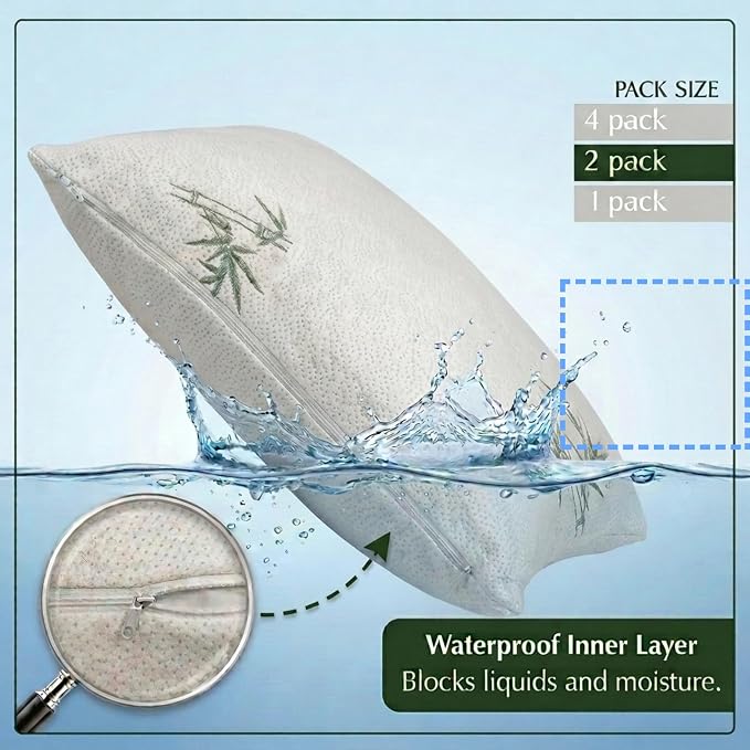 Four Seasons Essentials Queen Size Waterproof Pillow Protectors - Image 7