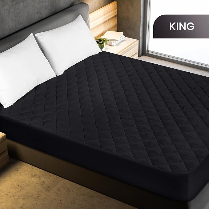 Utopia Bedding Quilted Fitted Mattress Pad, King Size, Elastic Fitted Mattress - Image 2