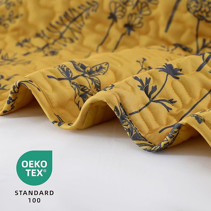 JANZAA King Size Ginger Quilt Bed Spread Boho Quilt Set 3 Pieces Lightweight - Image 2