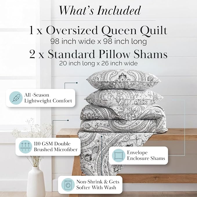 Southshore Fine Living, Inc. Paisley Quilt Bedding Set, Boho Bedspread - Image 2
