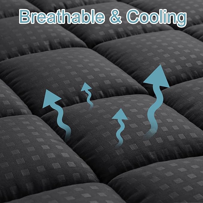 HYLEORY Twin XL Mattress Pad Quilted Fitted Mattress Protector Cooling Pillow - Image 2