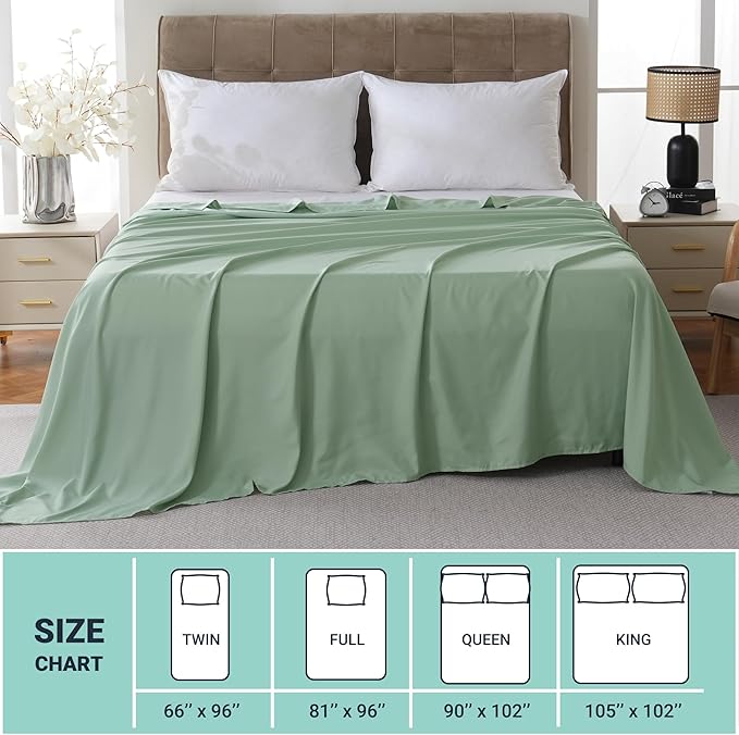 ZPECC Full Flat Sheet Only 1 Pack, Durable Sage Green Top Bed Sheets - Image 5
