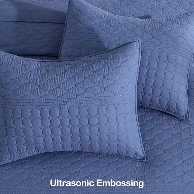 HORIMOTE HOME Denim Blue Queen Size Quilt Set - Image 6