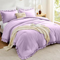 FUANNA Queen Comforter Set Lavender, 3 Pieces Ruffle Queen Bed Set, Fluffy Bed by FUANNA