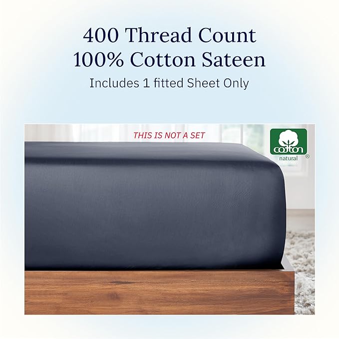 California Design Den Twin Deep Pocket Fitted Sheet, Soft 400 Thread Count - Image 3