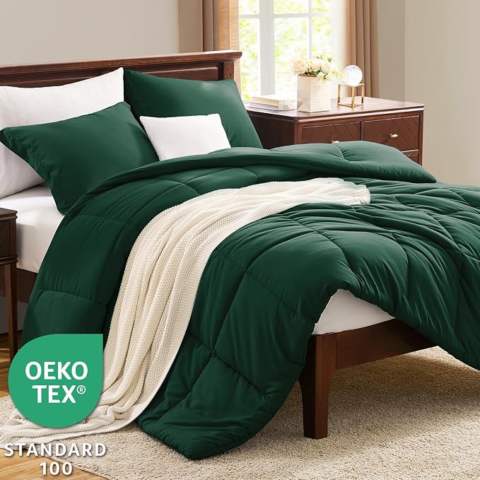 CozyLux Twin/Twin XL Comforter Set Emerald Green - Image 3