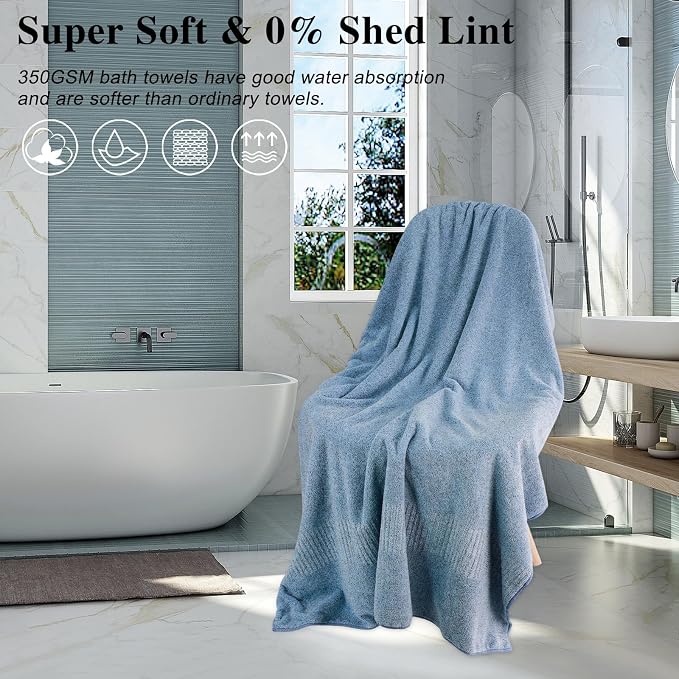 SEISSO Large Bath Towels Set of 4-35 x 63 Inches Super Absorbent & Lightweight - Image 4