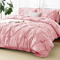 CozyLux King Size Comforter Set Pink, 7 Pieces Pintuck Bed in A Bag Pink by CozyLux