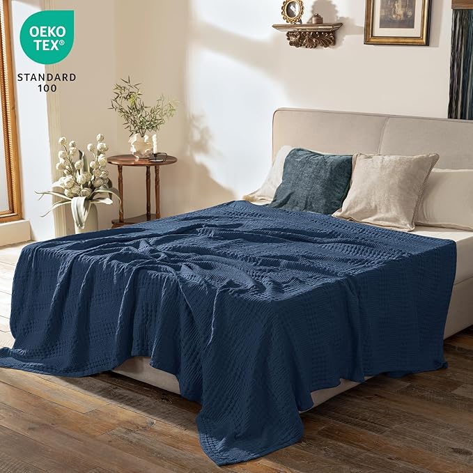 PHF Cooling Waffle Blanket King Size, Lightweight 60% Rayon from Bamboo & 40% - Image 3