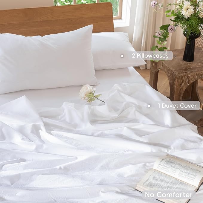 MooMee Bedding Duvet Cover Set 100% Washed Cotton Linen Like Textured - Image 2