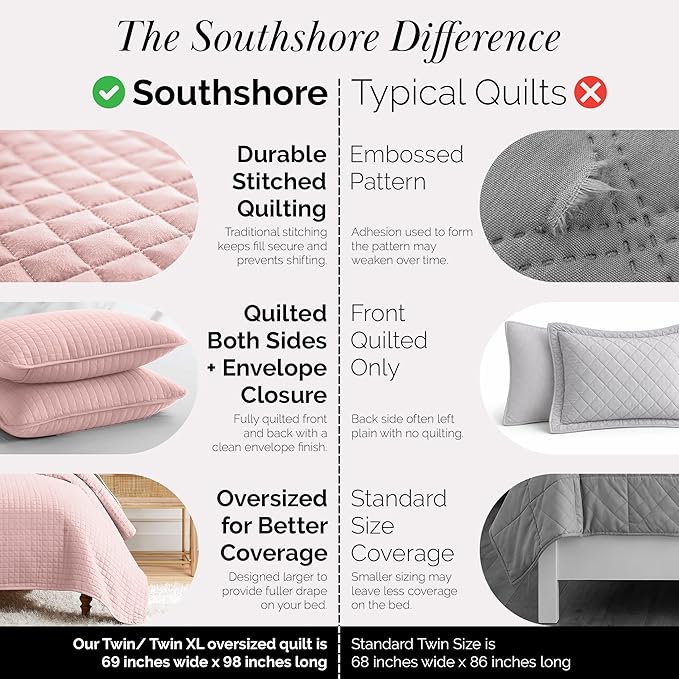 Southshore Fine Living, Inc. Stitched Twin XL Comforter Quilt Bedding Set - Image 4