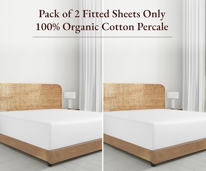 California Design Den 2-Pack 100% Organic Cotton Twin Fitted Sheets only - Image 5