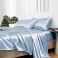MR&HM Satin Bed Sheets with Elastic Corner Straps, King Size Sheets Set by MRHM