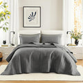 Comfort Spaces Charcoal Oversized Queen Quilt Set 102"x118" Bedspread Quilted by ComfortSpaces