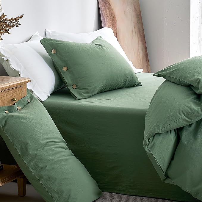 JELLYMONI 100% Washed Cotton Duvet Cover Queen – Soft, Breathable Linen-Look - Image 9