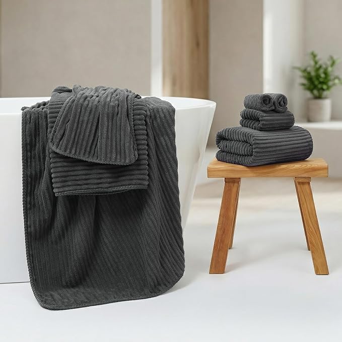 REDKISS Charcoal Gray Bath Towels Set 8 Piece - Image 5